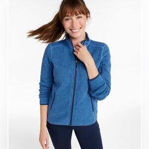 L.L. Bean Sweater Fleece Full Zip Jacket in Heathered Blue, Size Tall XS